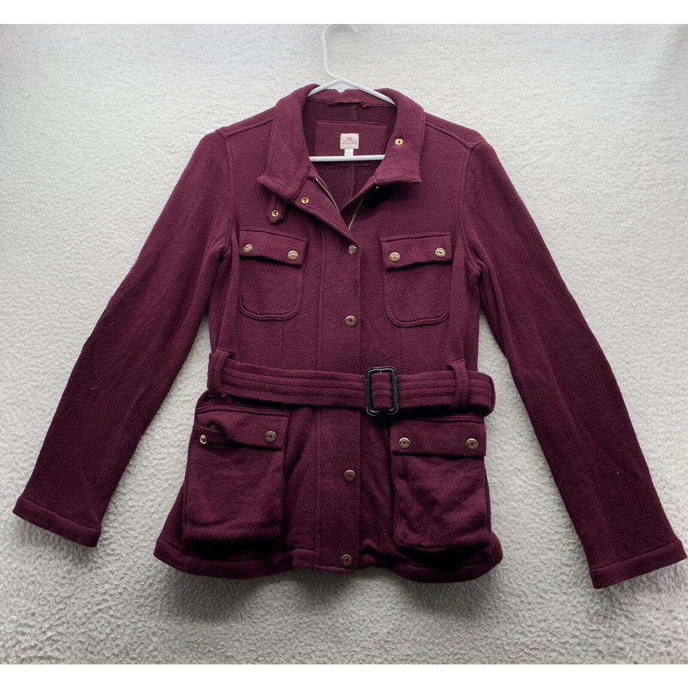 Peter Millar Wool Peacoat Womens Small S Full‎ Zip Snap Belted Elbow Pad Golf